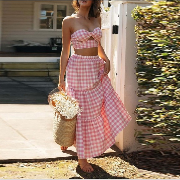 Two Piece Checkered Summer Dress - Picture 1 of 3